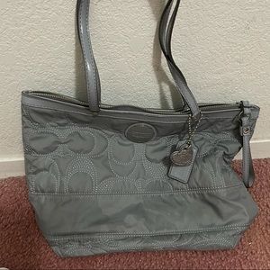 Coach silver grey signature tote